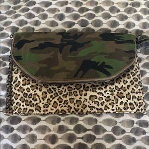 Deena & Ozzy Camouflage and leopard clutch